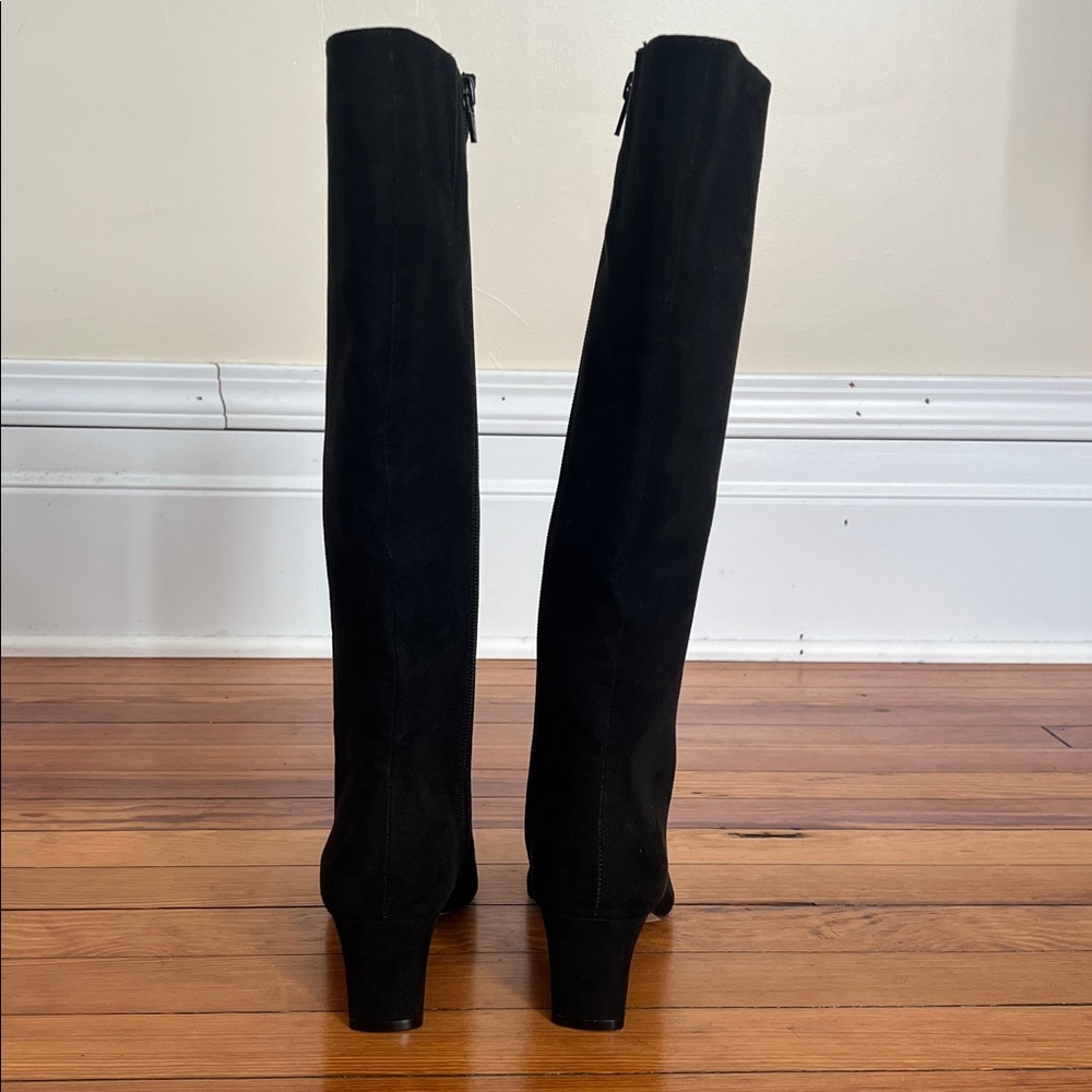 LOFT Elegant Black Knee-High Women's Boots Faux Suede Pointy Toe Multiple Sizes - Picture 3 of 10
